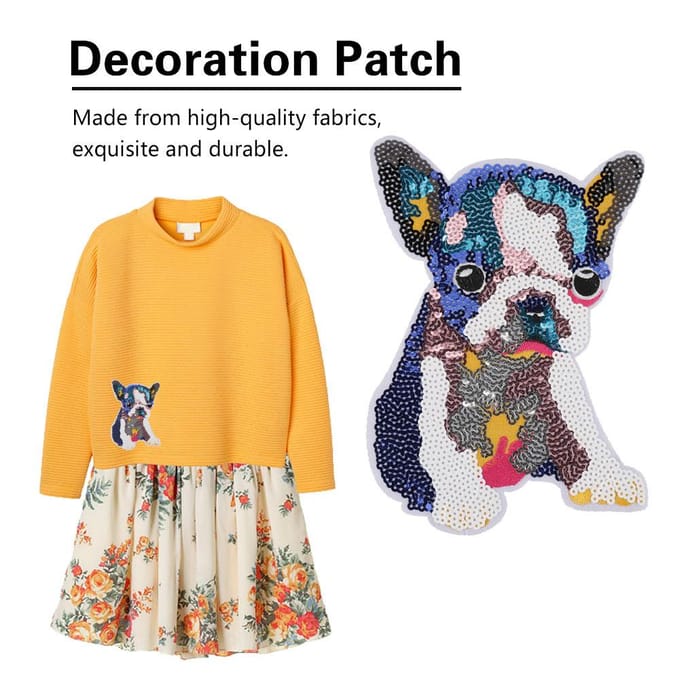 Embroidered Sew on Applique Decoration Patch Clothes DIY Craft Accessary (#5 Dog) orange