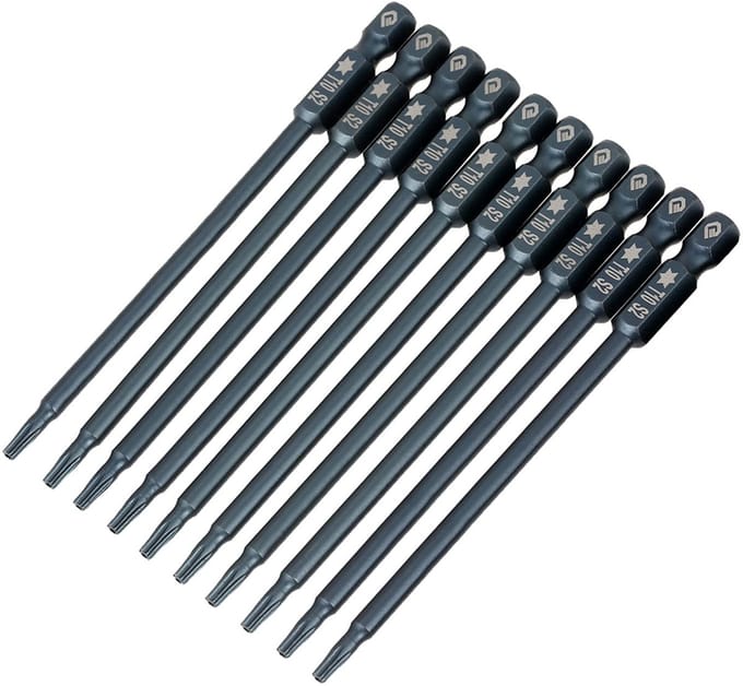 Dailygoody - Torx T10 Bits - 10 Delige Set - Magnetisch - 100 Mm