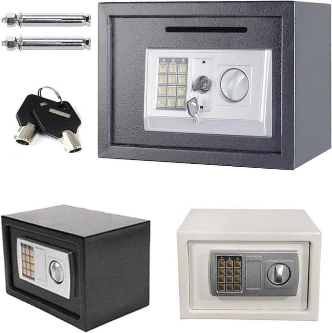 Digitale Elektronische Kluis - Veiligheidskluis - Waardevolle Spullen - Toegangscode & Sleutel - 4.6 Liter - Zwart