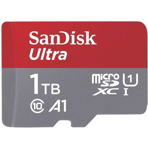 SanDisk microSDXC Ultra 1TB (A1/UHS-I/Cl.10/150MB/s) + Adapter Mobile microSDXC-kaart 1 TB A1 Application Performance Class, UHS-Class 1