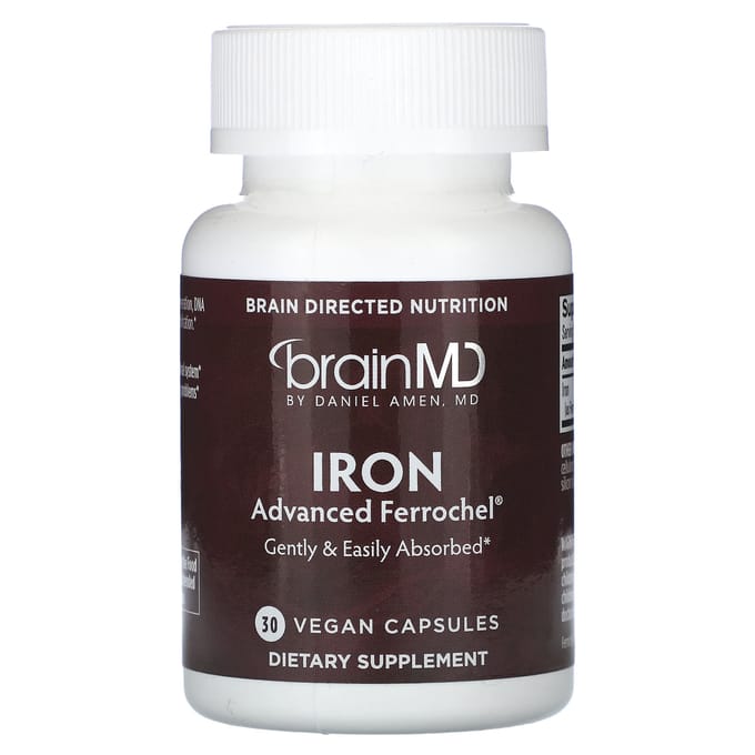 BrainMD, ijzer, 25mg, 30 plantaardige capsules