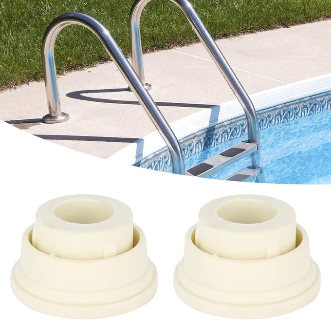 Zwembadladderbumpers - Set van 2 Witte Rubber Eindelementen voor Zwembadtrappen