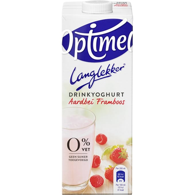 Drinkyoghurt Optimel Langlekker aardbei framboos 1liter