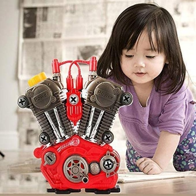 Kruzzel - Kleine Mechanicus Motor - Opbouw Speelgoed - Licht en Geluid - Educatief