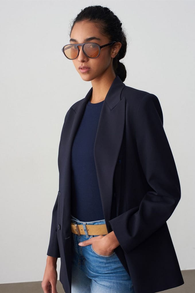 Oversized Lange Crepe Blazer Jas