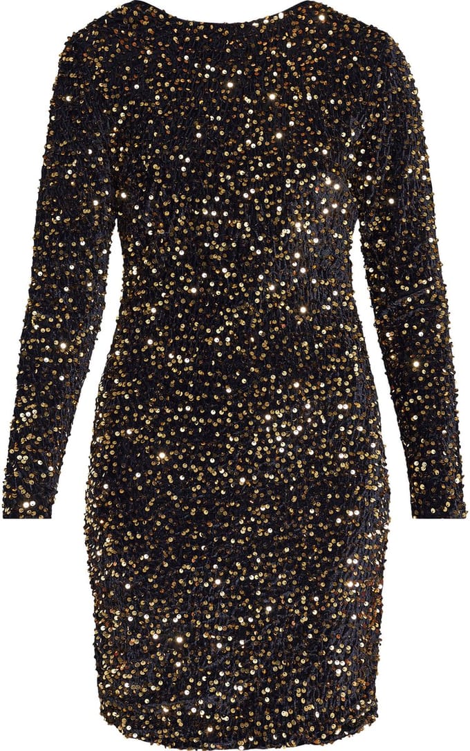 SISTERS POINT Gigi-dr - Dames Jurk - Black/gold - Maat S
