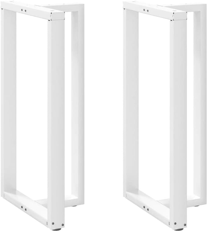 Set van 2 T-vormige Bartafelpoten Wit Staal Verstelbaar 60x35x110-111 cm