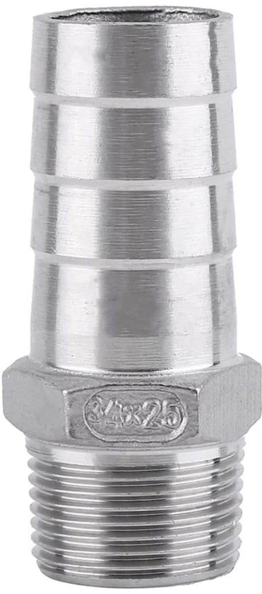 Allecto - Slangconnector met Barbed Wire Adapter - Rvs 304 3/4" x