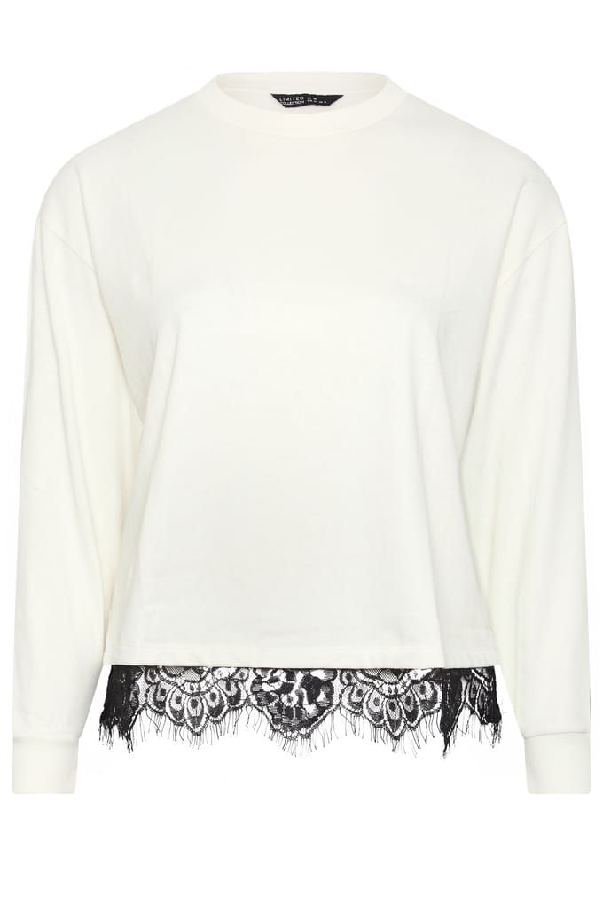 Limited Collection Crème Sweatshirt Met Kanten Zoom Size 48