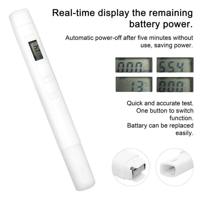 Multifunctionele digitale 3-in-1 waterkwaliteitstester, draagbare waterkwaliteittestpen met hoge nauwkeurigheid wit