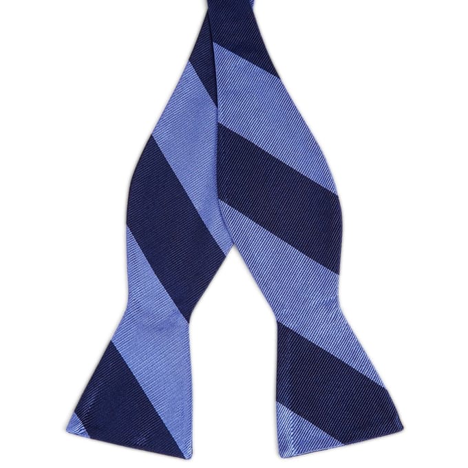 Pastelblauwe & Marineblauwe Zijden Zelfbinder Vlinderdas