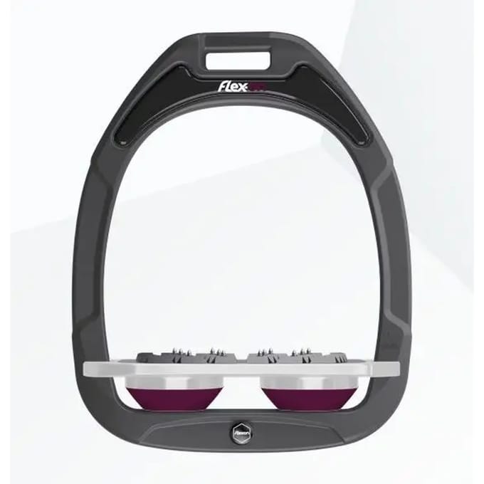 Platte Ultra Grip Stijgbeugels Antraciet/Grijs/Paars Flex-On Green Composite