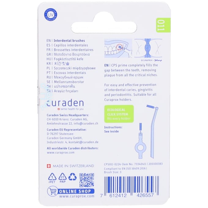 Curaprox Interdentale Rager Prime Navulling CPS 011 Groen 5,0mm - 8 stuks