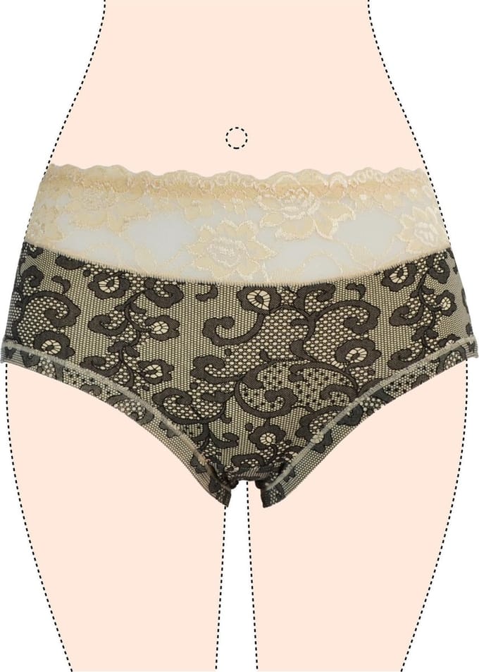 Dames slips 3 pack Fine woman print met kant beige XL