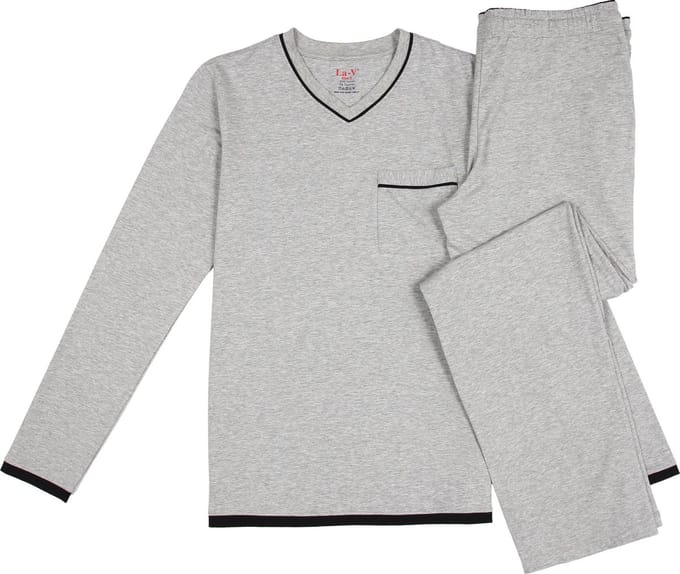 La-V pyjamaset met V hals voor heren Grijs M