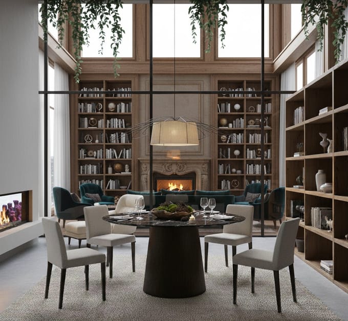 Ronde eettafel zwart marmer met - Zwart - Novihome
