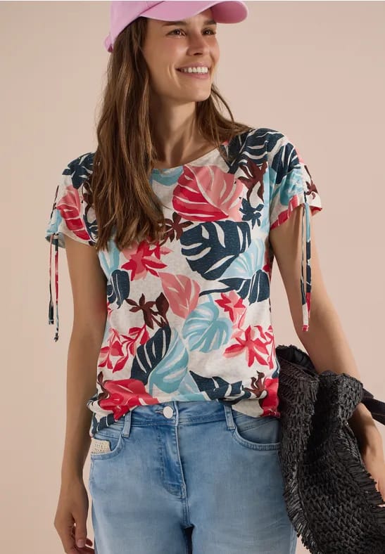 Shirt met rimpels en print