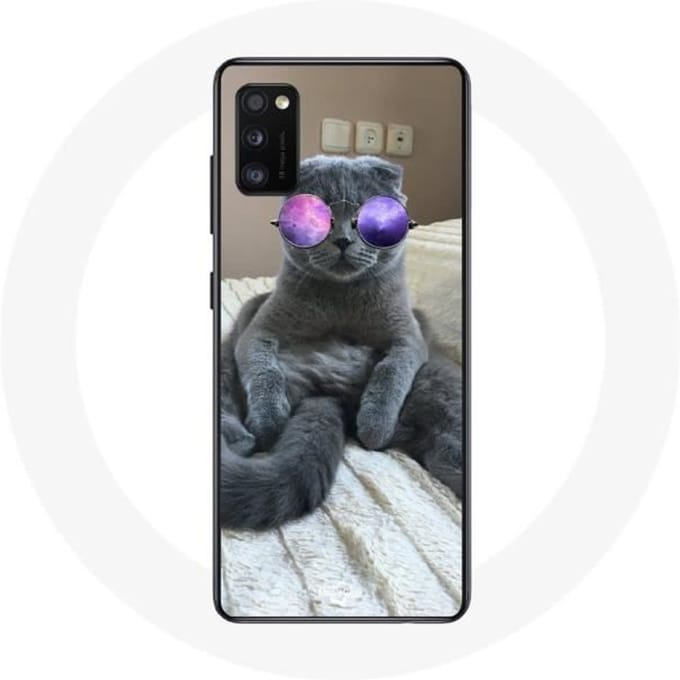 Samsung Galaxy A41 hoesje Kat met paarse bril