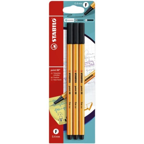 STABILO point 88 - Fineliner 0,4 mm - Blister Met 3 stuks