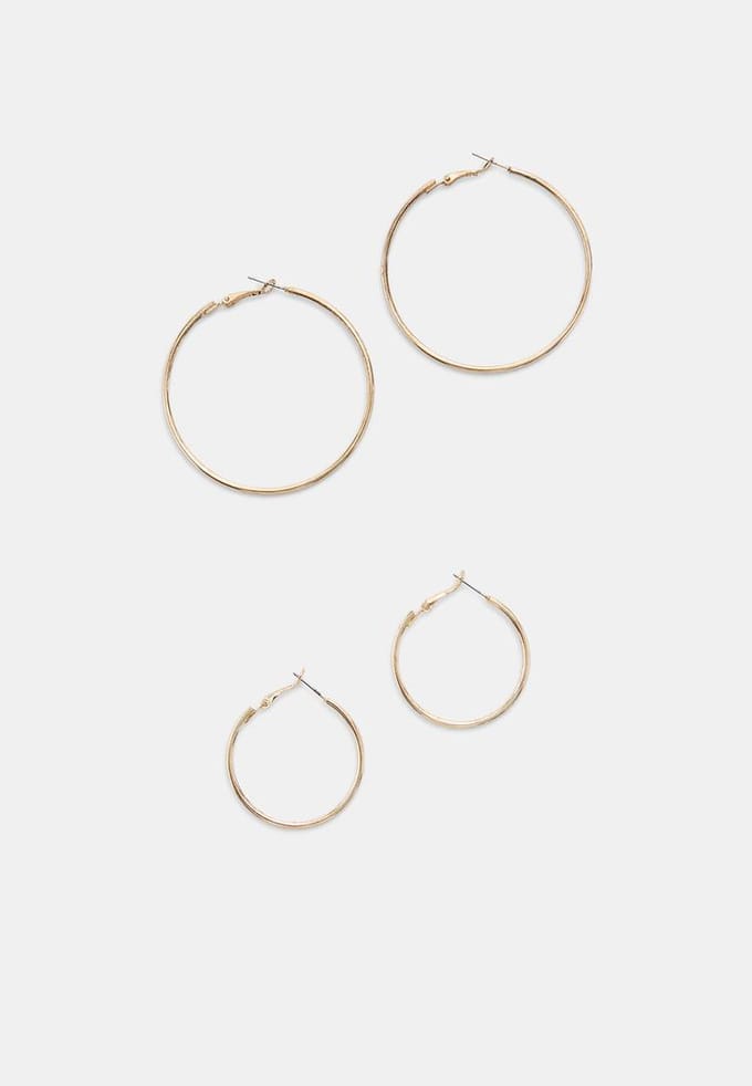 Stradivarius Set van 2 gladde oorringen  Goud OS