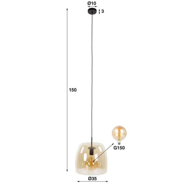 Hoyz Collection - Hanglamp 1L Drift Glass - Amber Color Glas