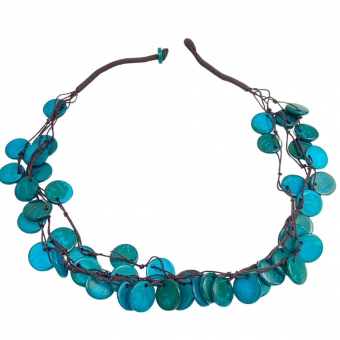 Ketting- Petrol- groen- hout - Charme Bijoux