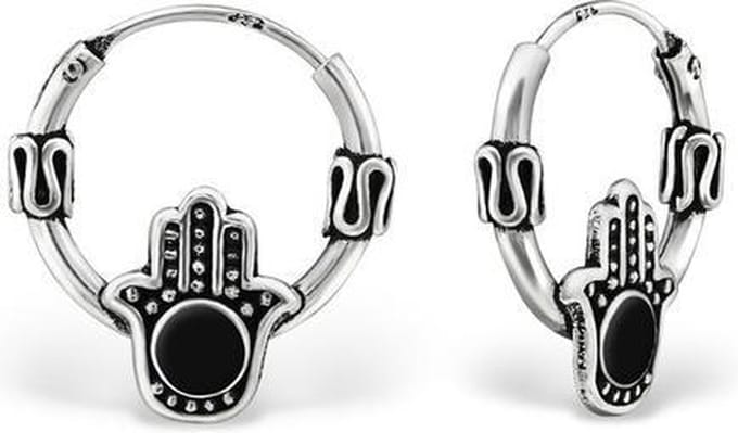 Montebello Oorbellen Calista - 925 Zilver Geoxideerd - Fatima - ∅12mm