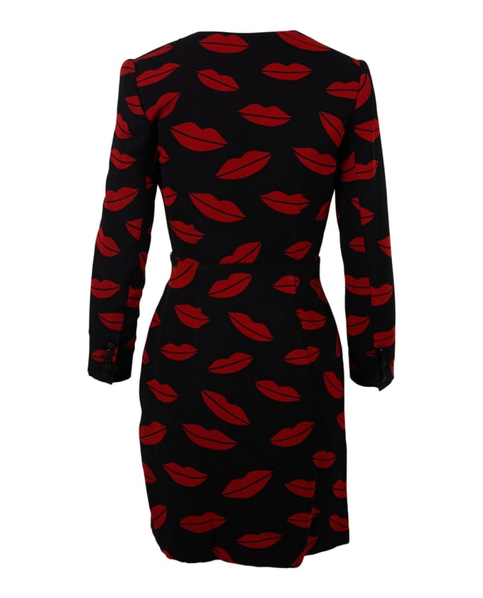 Saint Laurent Lippenprint Zijden Wikkeljurk