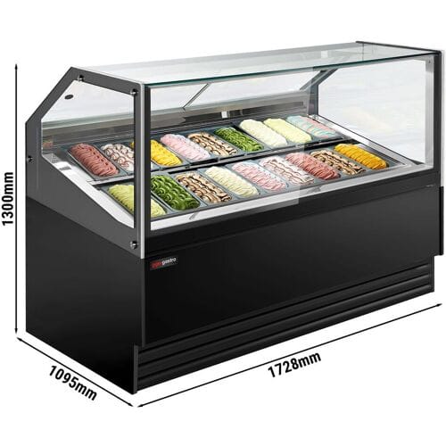 GGM Gastro Eistheke THEO - 1736mm - Umluft - für 18x 5 Liter Eisbehälter - Schwarz