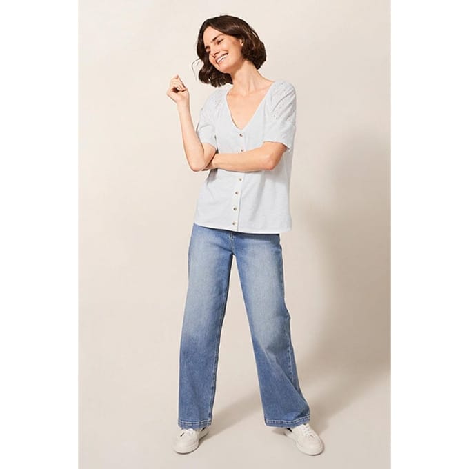 White Stuff Broderie Mix Two Way Top Brilliant White Größe: 20 | Blusen Outlet | Damen | Weiß