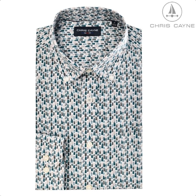 Blouse 1249 bruin/blauw print LM Chris Cayne - maat L