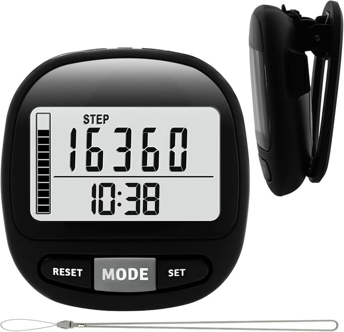 3D Stappenteller - Activiteitstracker - Fitness Doelen - Real-time Tracking - 12.3 cm - Zwart