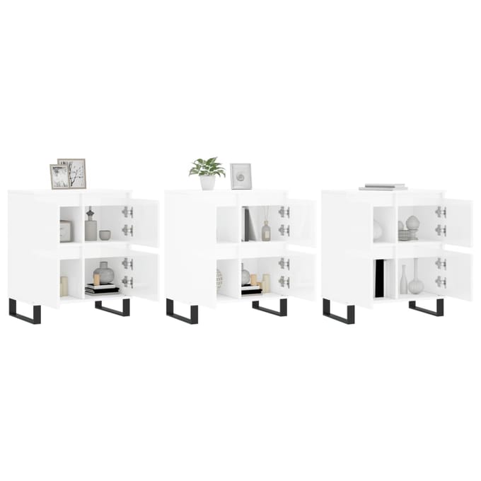 vidaXL - Dressoirs - 3 - st - bewerkt - hout - hoogglans - wit