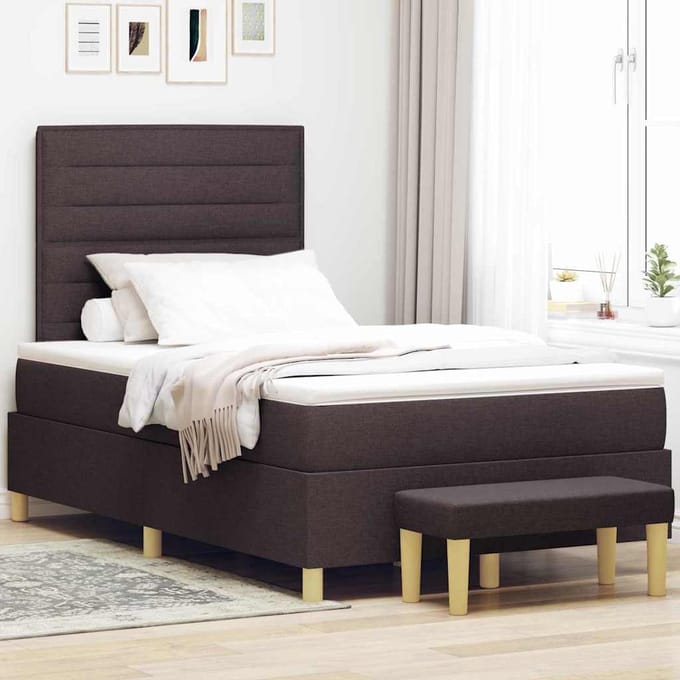 vidaXL - Boxspring - bed - met - hoofdeinde - Donkerbruin - 190 - x - 120 - cm - Stof