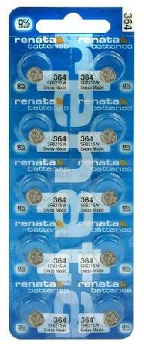 Renata horlogebatterij 364 / SR621SW strip 10 stuks
