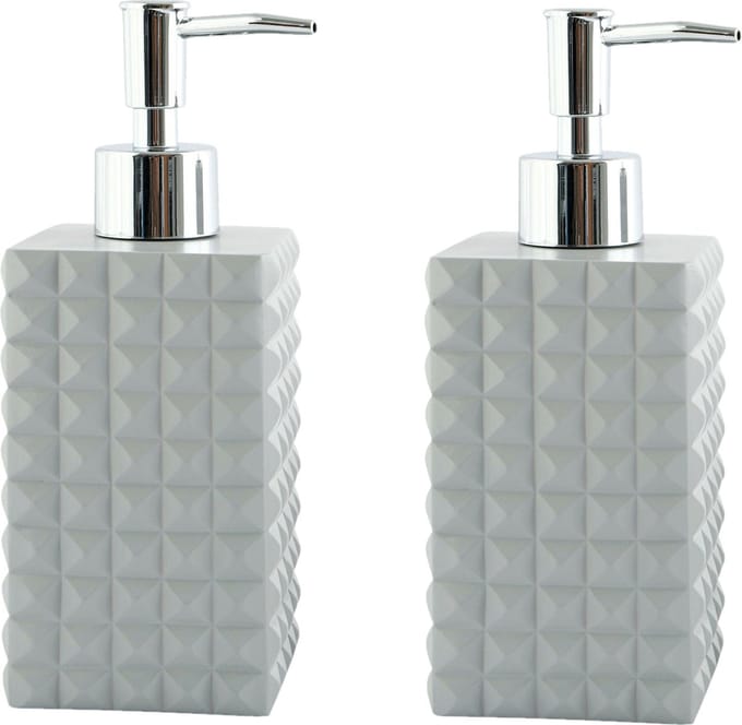 MSV Zeeppompje/dispenser - 2x - Kubik - kunststeen - wit - 7 x 17 cm - 270 ml