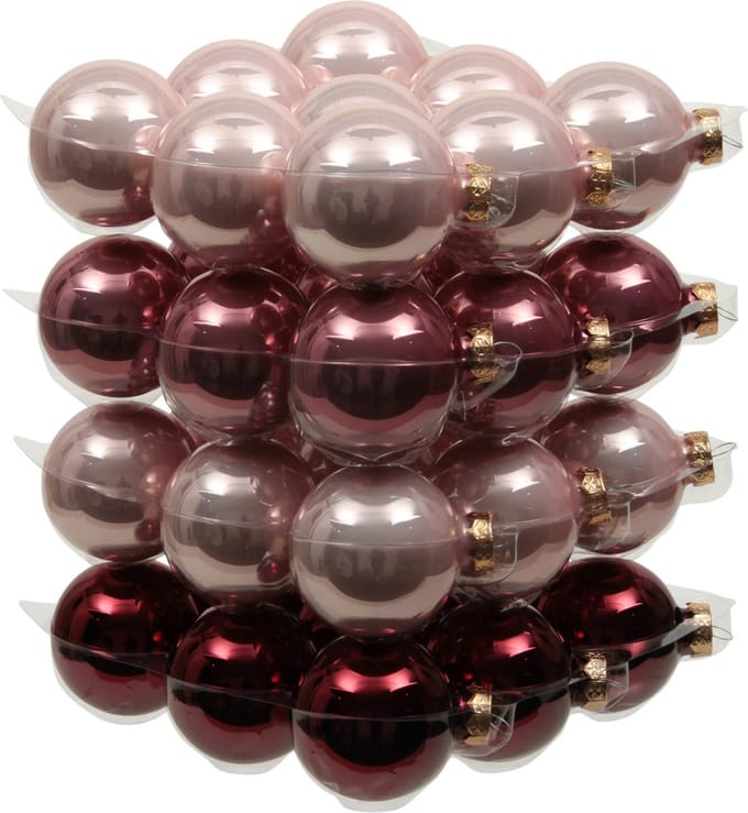 Othmara Decorations Kerstballen set - 36x stuks - glas - roze tinten - 6 cm - mat/glans - kerstversiering