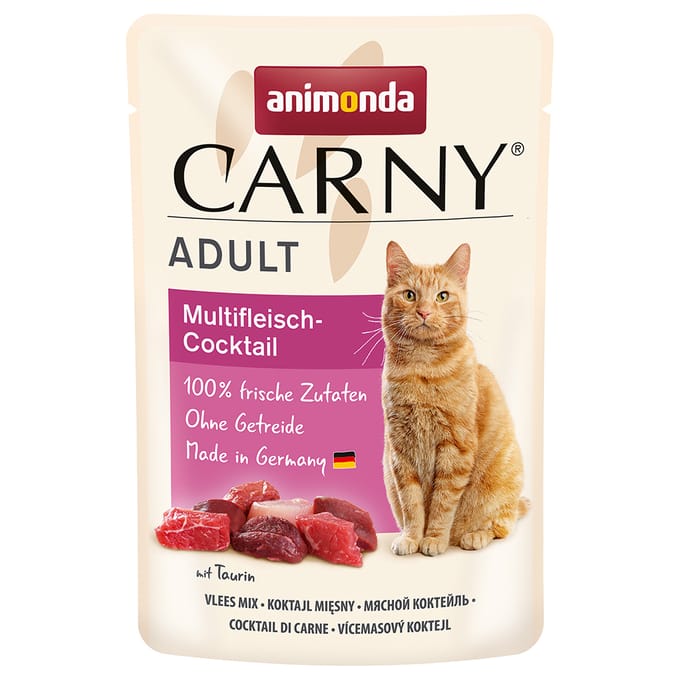 12x85g Maaltijdzakjes Multivlees-cocktail Animonda Carny Kattenvoer