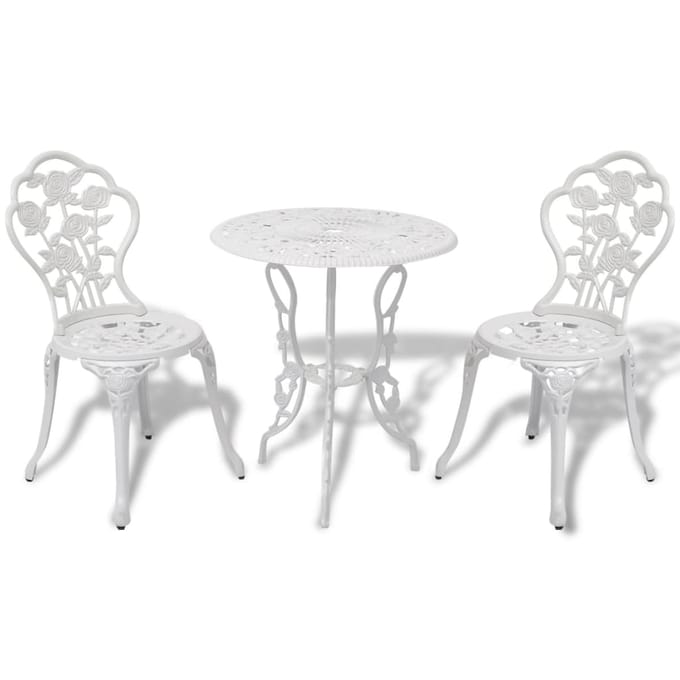 vidaXL - 3-delige - Bistroset - gietaluminium - wit