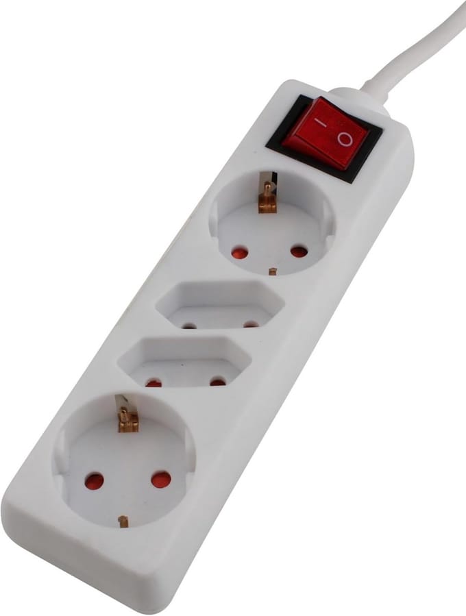 Tafelcontactdoos 4-voudig met Schakelaar, Kinderbeveiliging en 1.4m Kabel - Wit