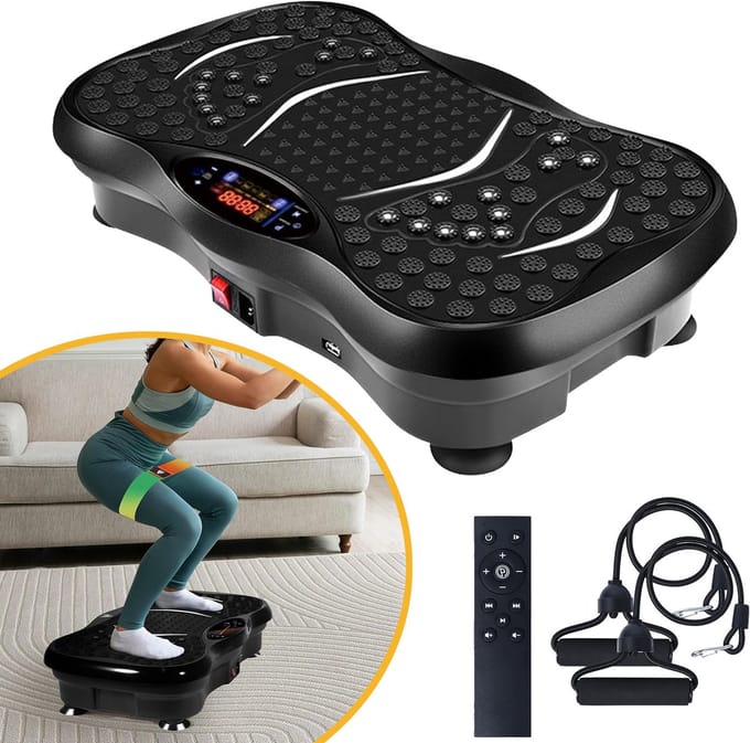 Trilplaat-Oefenapparaat - Vibratie-Fitnesstrainer Met Bluetooth-Luidspreker - Trilplaat Voor Training Van Het Hele Lichaam - 5 Programmamodi En 120 Snelheidsniveaus