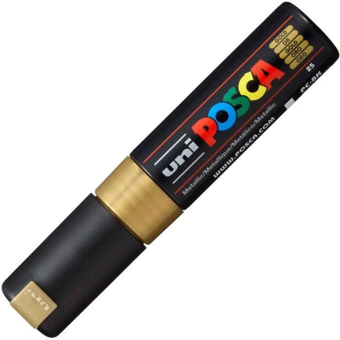 Posca marker met schuine punt schrijfdikte breed goud