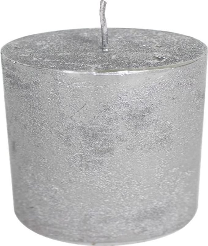 Zilverkleurige Stompkaars (10 x 10 cm)