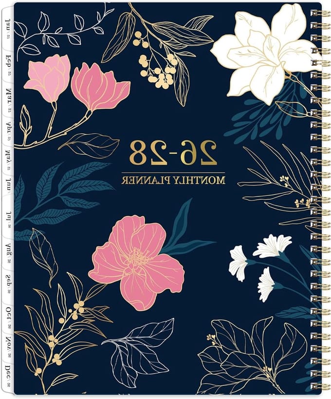 Maandplanner Kalender - 2 Jaar Planner - Effectief Plannen - Met Tabbladen - 9 x 11 Inch - Zwart