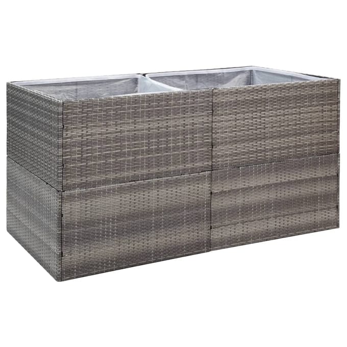 vidaXL - Plantenbak - 157x80x80 - cm - poly - rattan - grijs
