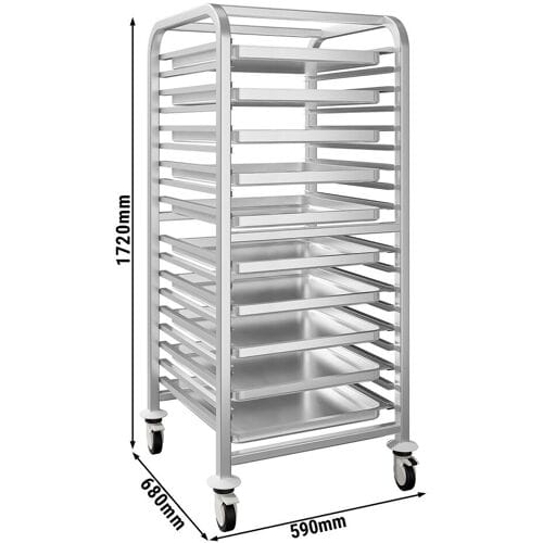 GGM Gastro Tablettwagen - für 17 Tabletts GN 2/1 - mit leisen Rollen Zilver