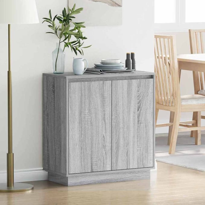 vidaXL - LED - Dressoir - Grijs - sonoma - 71 - x - 34,5 - x - 75 - cm - Bewerkt - hout