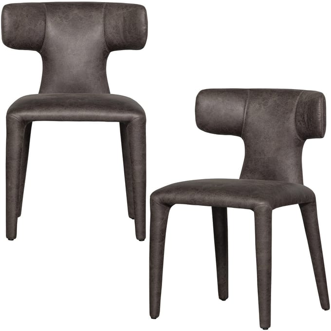 WOOOD Permit Eetkamerstoelen - Leerlook - Zwart/Grijs - Set van 2