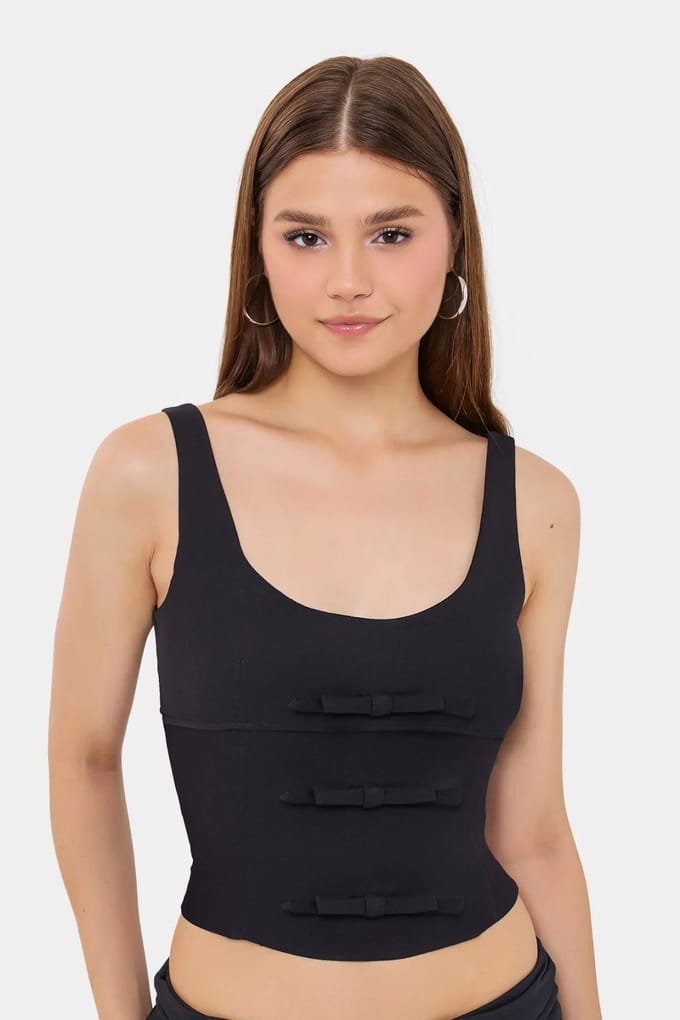 Mouwloze Bodycon Top met Strikdetail
