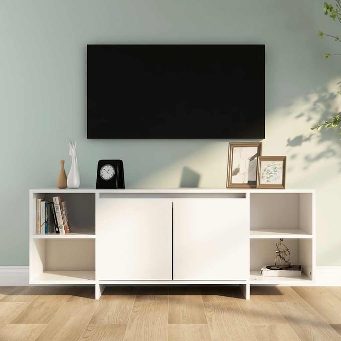 vidaXL - Tv-meubel - 130x35x50 - cm - bewerkt - hout - wit